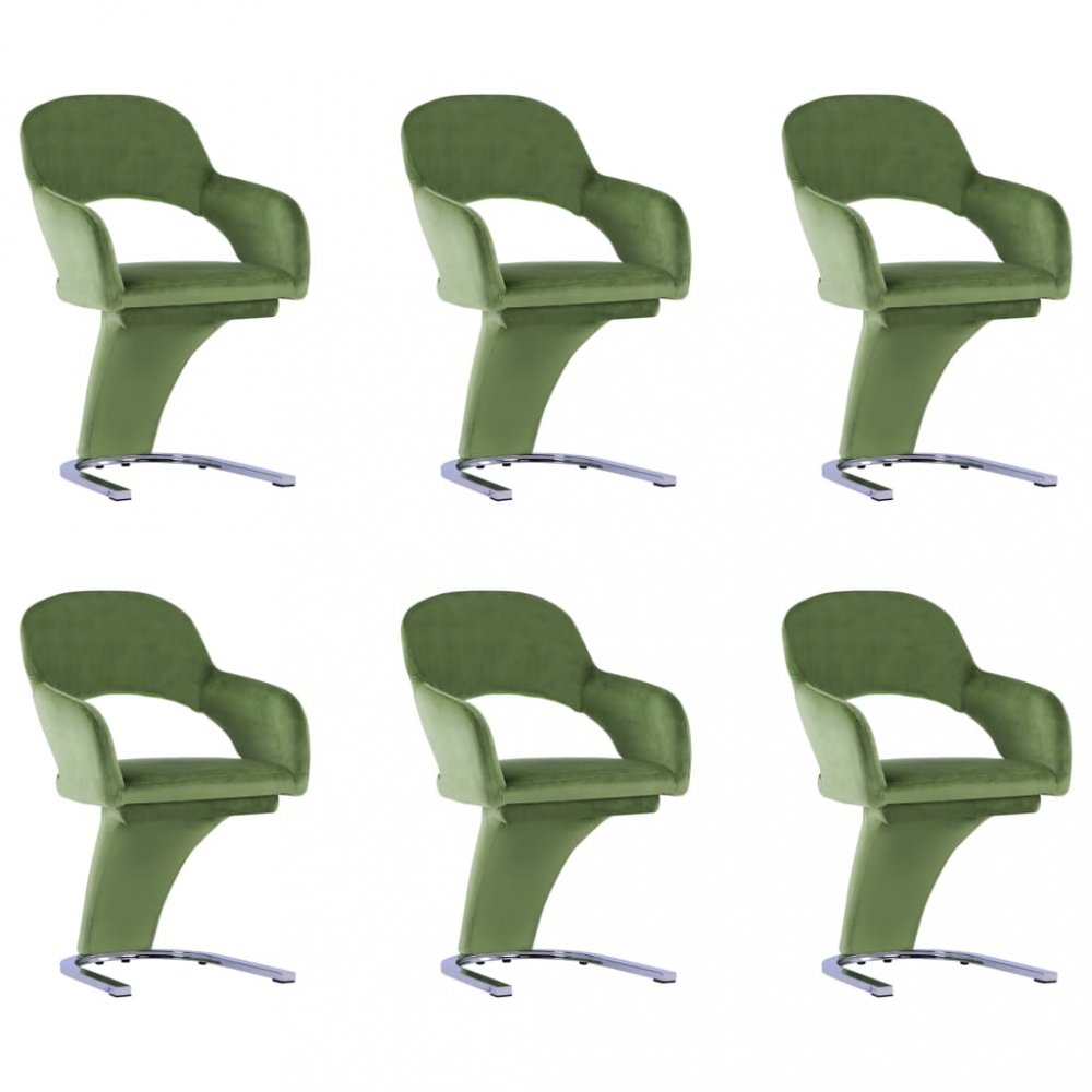 E-shop Jídelní židle 6 ks samet / chrom  Zelená,Jídelní židle 6 ks samet / chrom  Zelená
