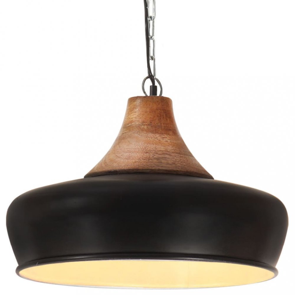Levně Závěsná lampa černá / mangovníkové dřevo Dekorhome 26 cm