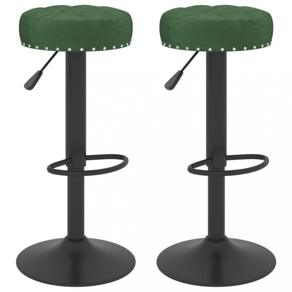 E-shop Barové stoličky 2 ks samet / kov  Tmavě zelená,Barové stoličky 2 ks samet / kov  Tmavě zelená