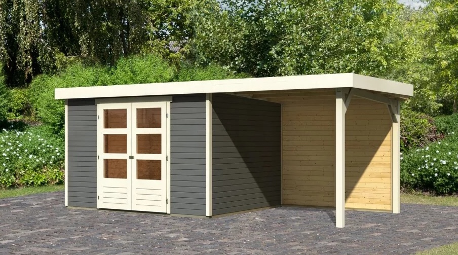Drevený záhradný domček ASKOLA 5 s prístavkom 240 Lanitplast