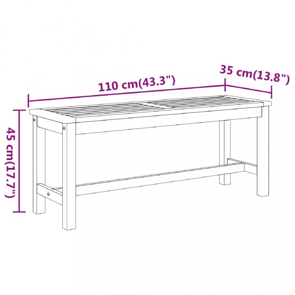 Zahradní lavice 110 x 35 x 45 cm masivní akáciové dřevo