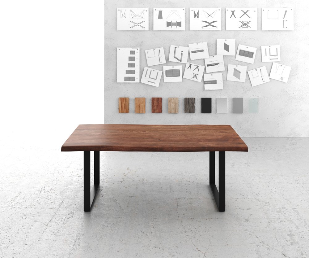 Jídelní stůl Edge 200x100 cm XL akácie hnědá kov černá Obrázek