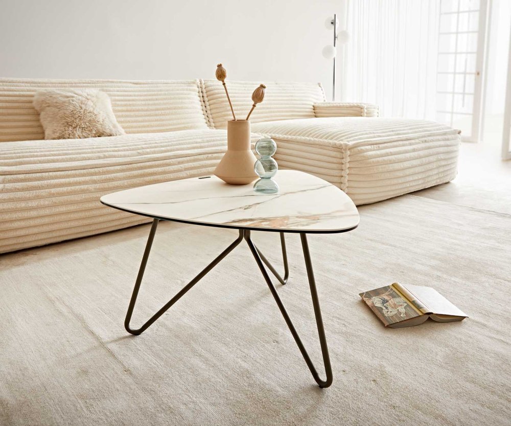 Konferenčný stolík Ekrem 65x40 cm keramický Calaccatta Luxe bielo