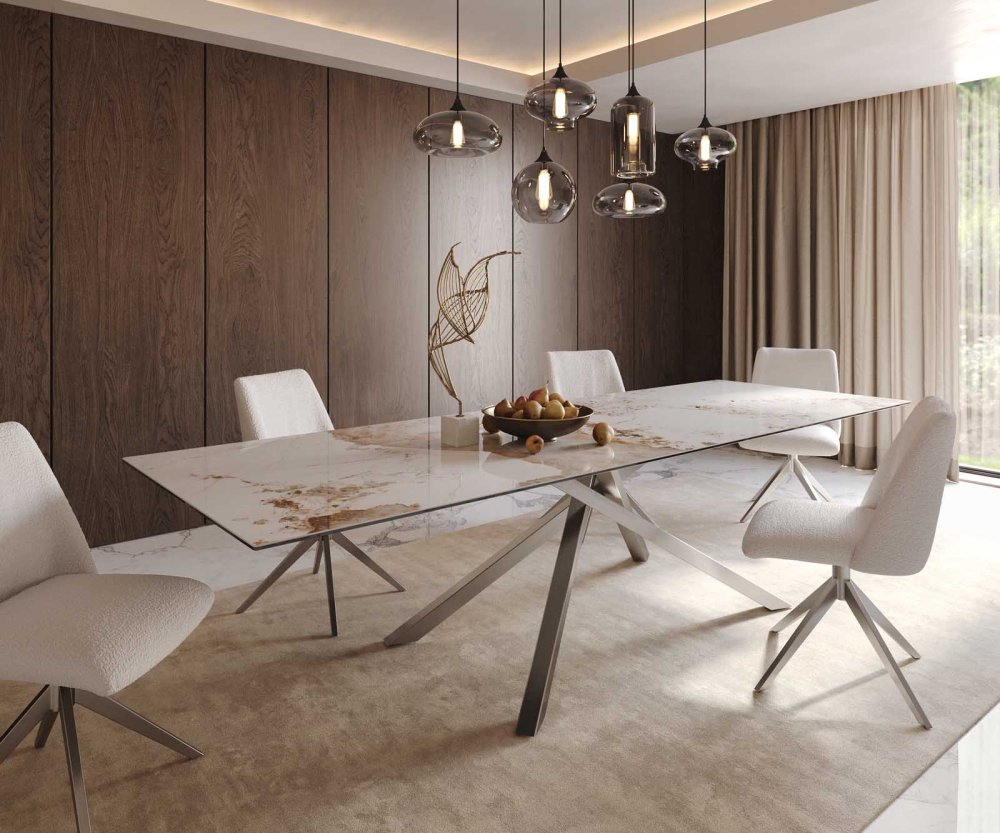 Jedálenský stôl Edge 300x100 keramický minas melange bielo-béžový
