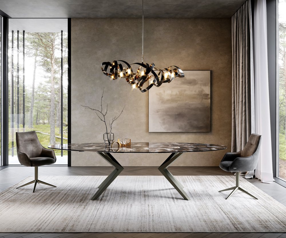 Jedálenský stôl Edge Oval 280x130 keramický Iris FMG Agatablack