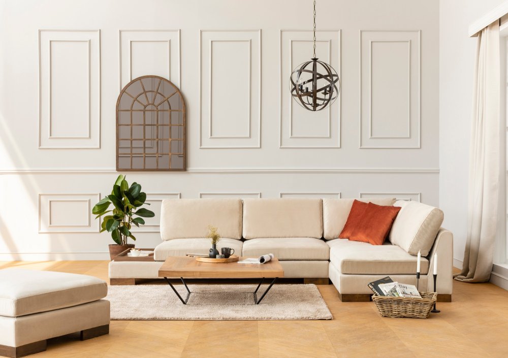 Rohová sedací souprava Tulip Corner Right With Pouf - Beige (obrázek 12)