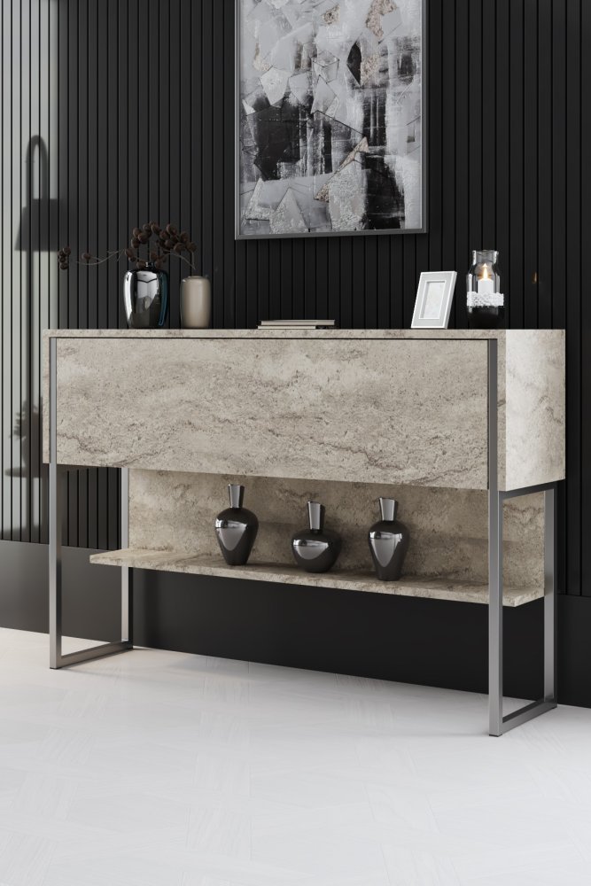 Komoda Luxe - Travertine, Silver