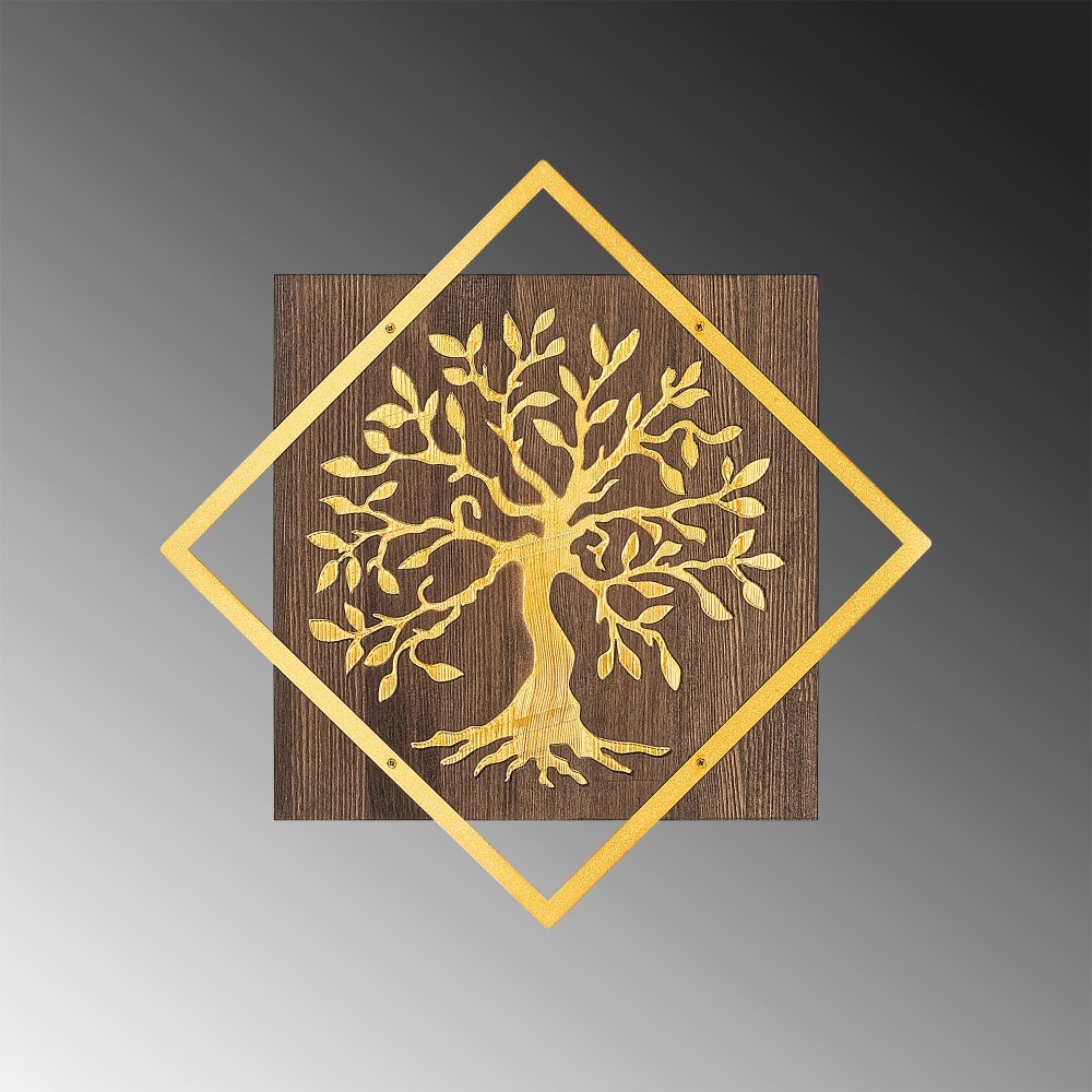 Dekorativní dřevěný doplněk na zeď Tree v2 - Gold (obrázek 4)