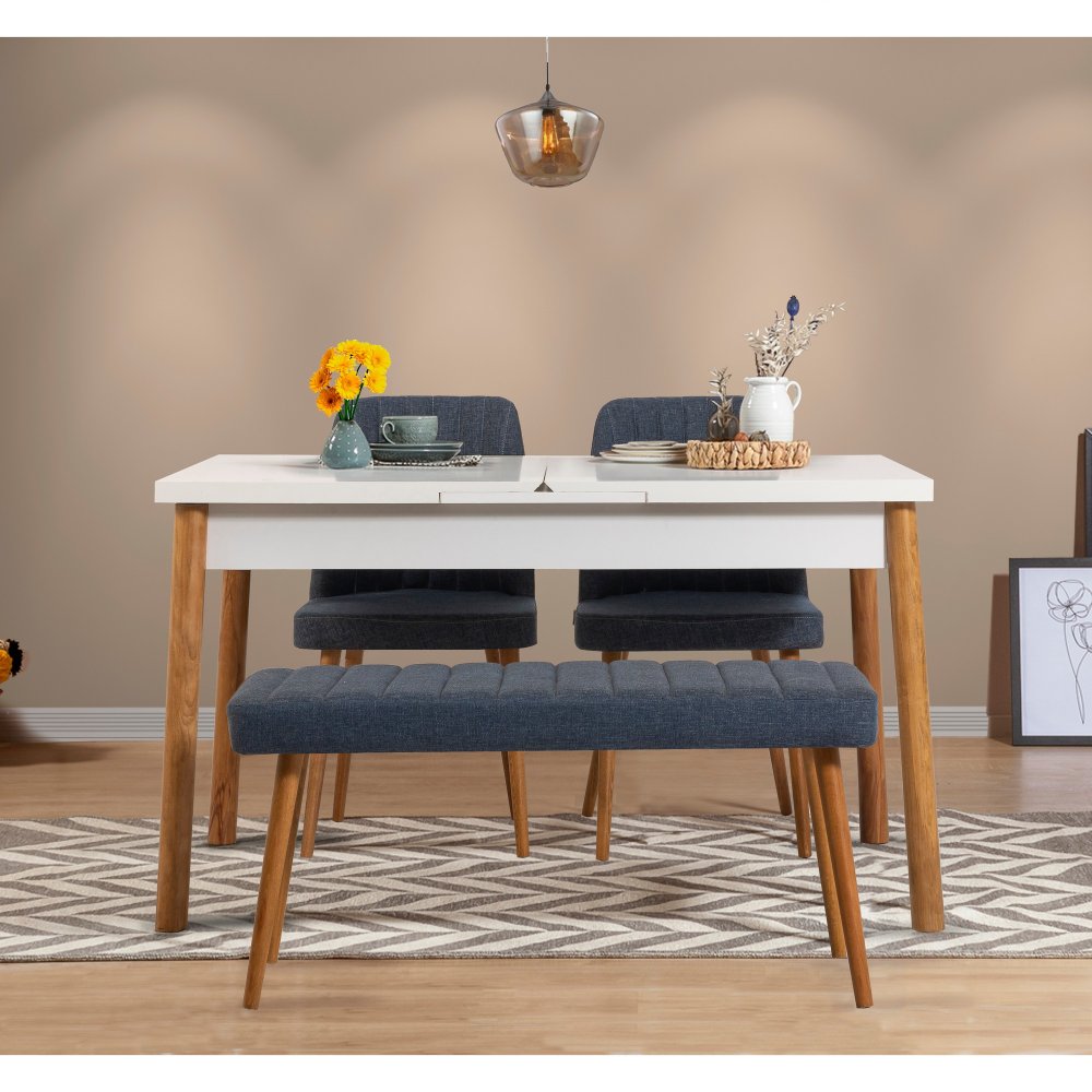 Jedálenský set s rozkladacím stolom a stoličkami (4 kusy) Santiago Atlantice-Navy Blue V2