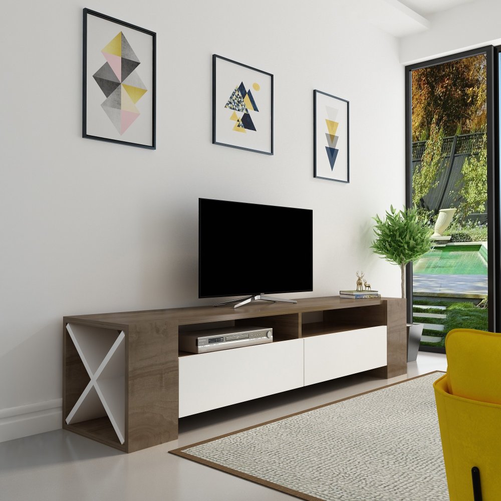 TV stolek Sosruko - Walnut, White (obrázek 3)