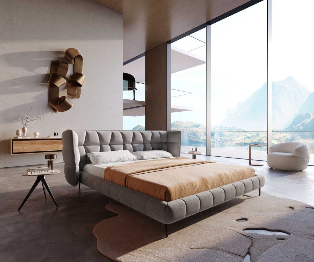 Čalúnená posteľ Capujo 180x200 cm mikrovlákno sivá