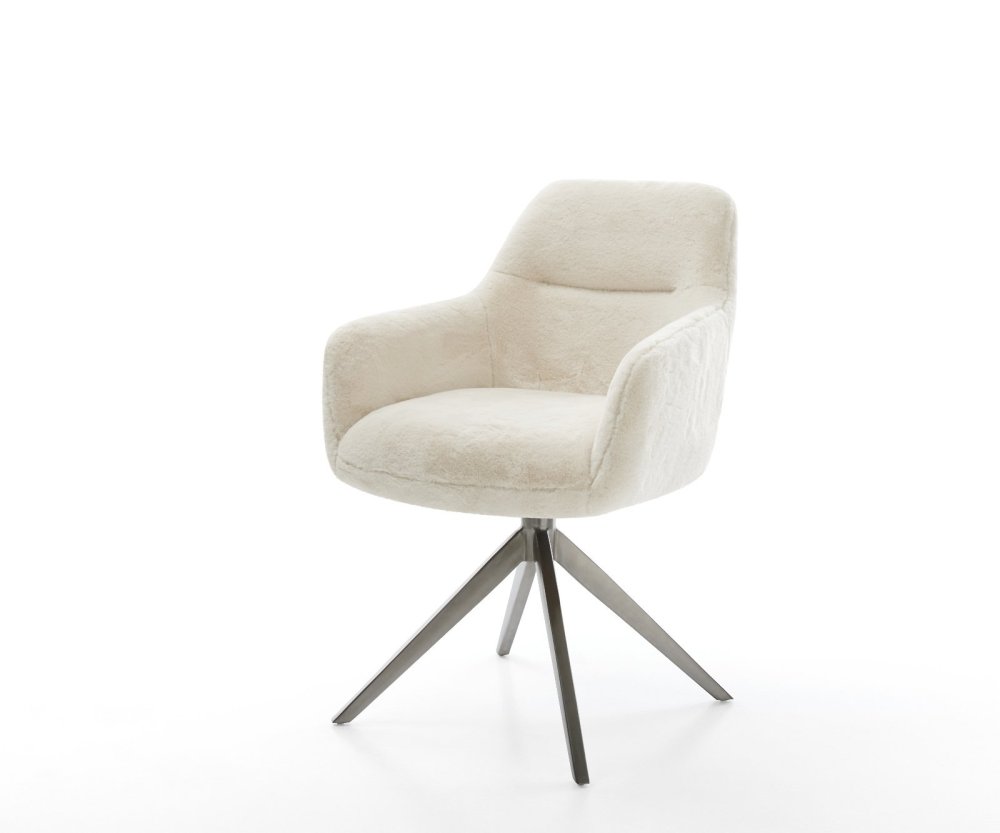 Jedálenská stolička Pejo-Flex plyšový manšester krémovo-biela krížová