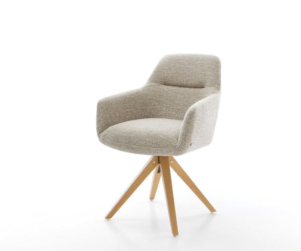 Jedálenská stolička Pejo-Flex tkanina mäkký béžová drevená podstava