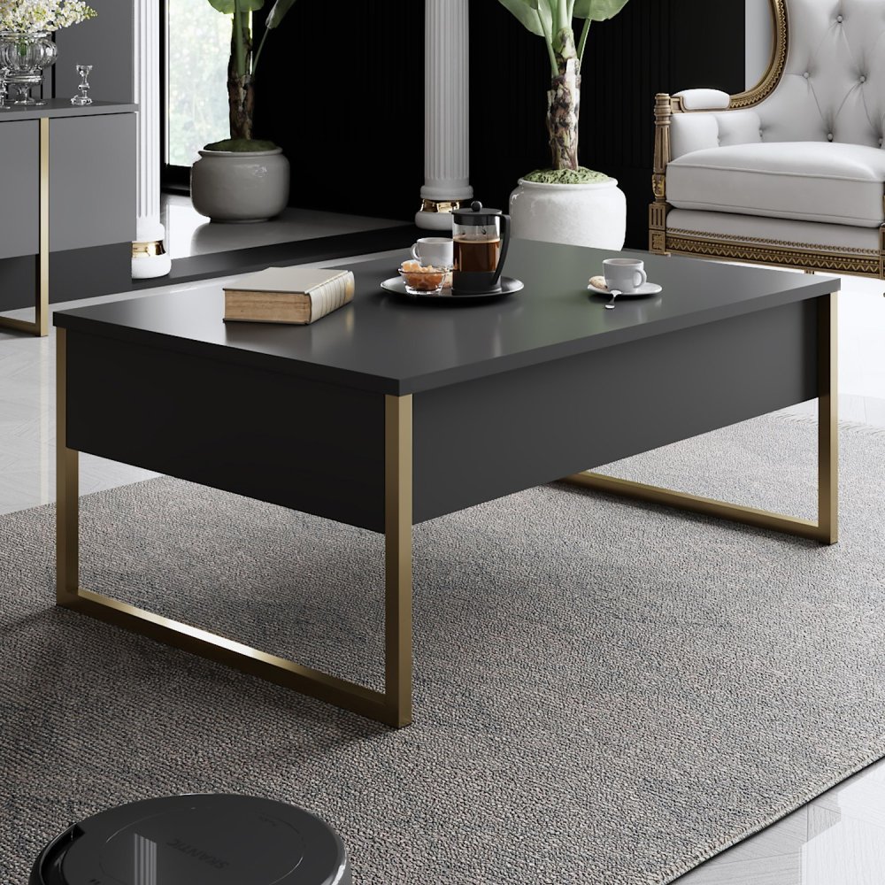 Living Room Furniture Set Luxe Set - Anthracite, Gold (obrázek 9)