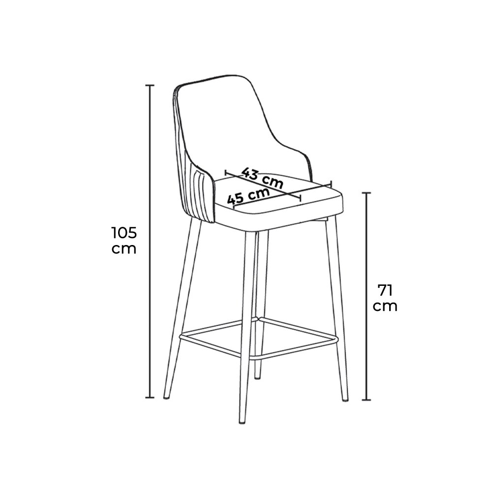 Bar Stool Set (2 Pieces) Enox - Cappuccino, White (obrázek 3)