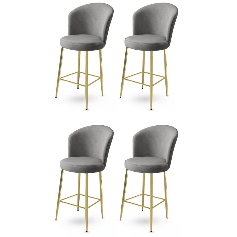 Bar Stool Set (4 Pieces) Alte - Grey, Gold