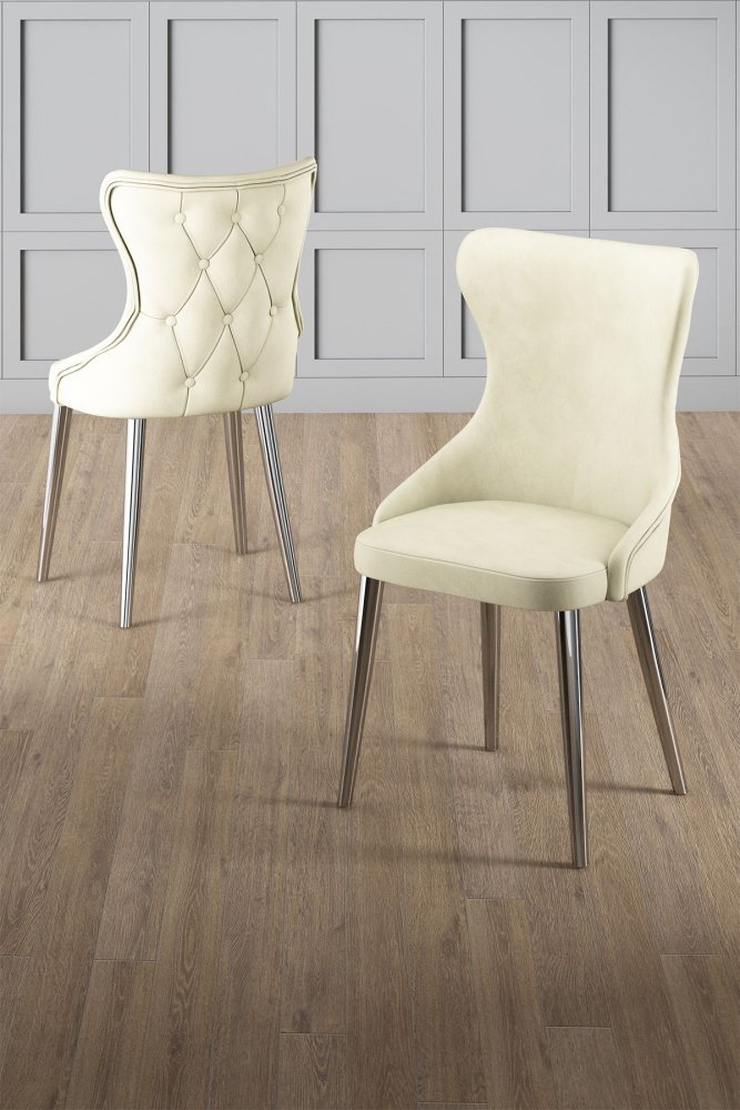 Súprava stoličiek (4 kusy) Alpa - Cream, Chrome