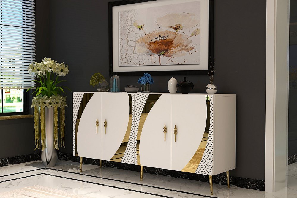 Konzolový stolík Hook KB150 - White, Gold