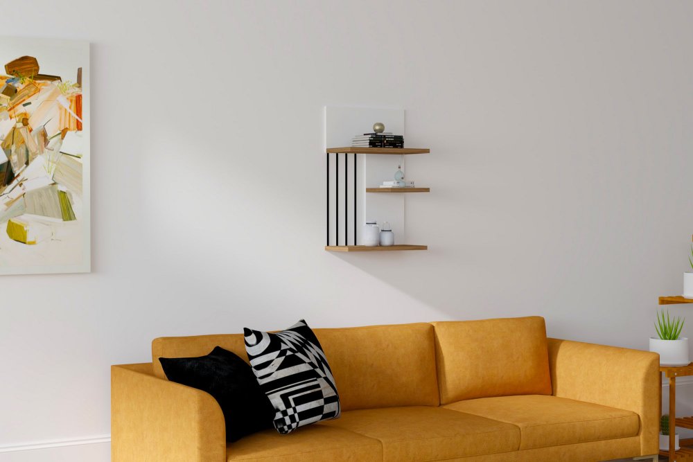 Nástenná polica Nezma - White, Walnut