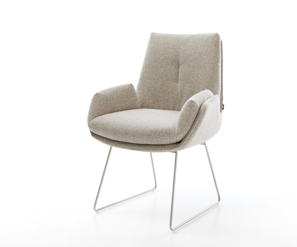 Jedálenská stolička Clea-Flex tkanina mäkký béžová tenká podstava