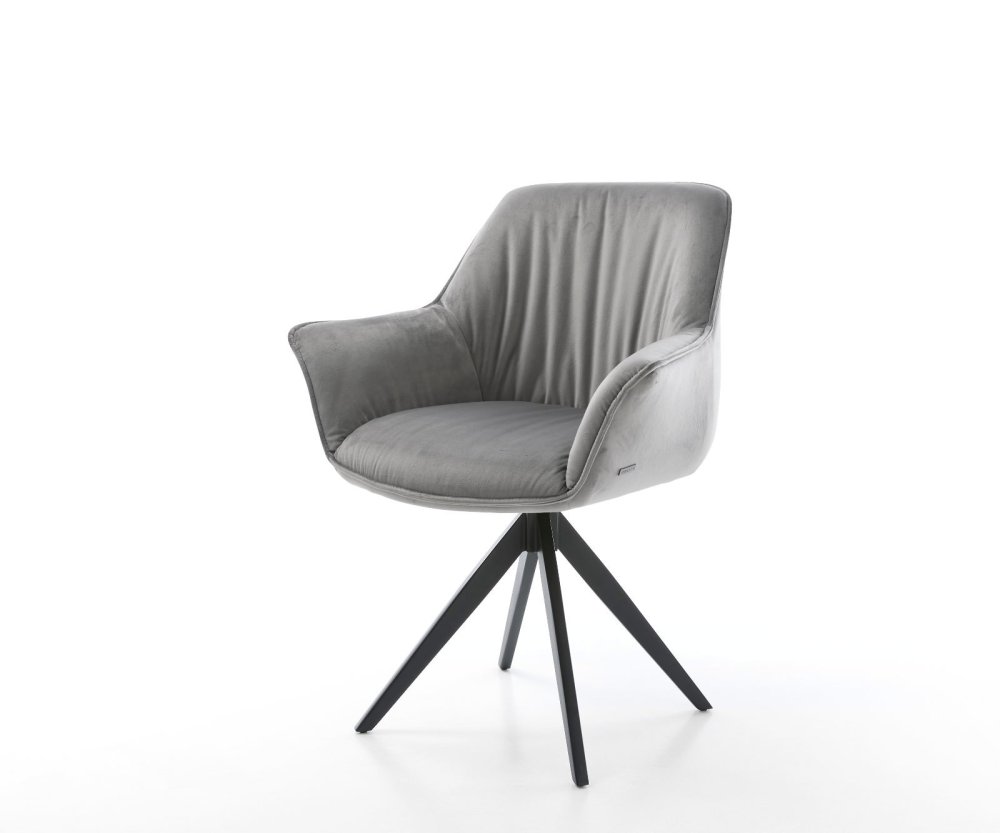 Jedálenská stolička Keila-Flex s opierkami zamat sivá kovová podstava