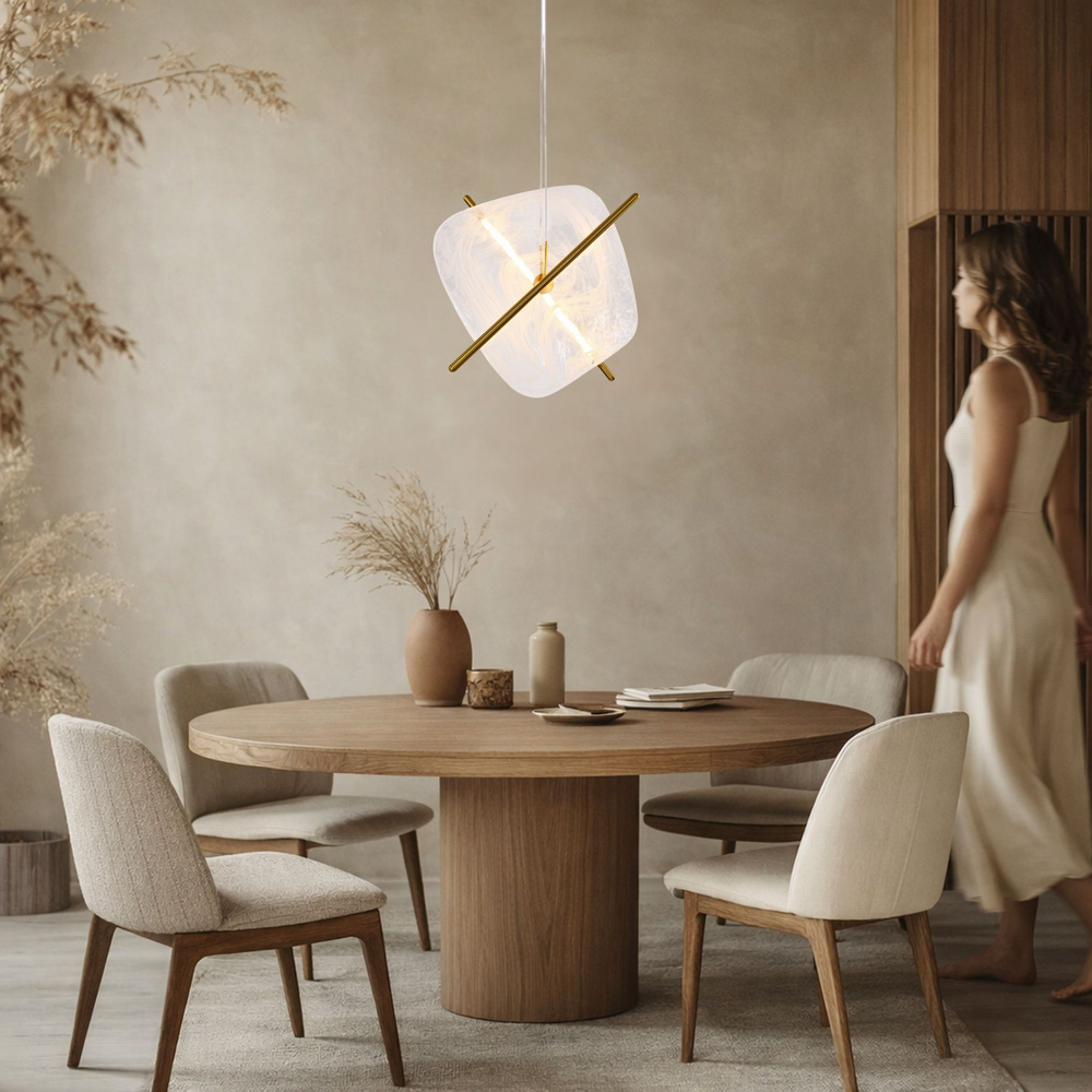 RELAX lampa wiszaca kwadrat brązowy 15W LED 3000K klosz biały