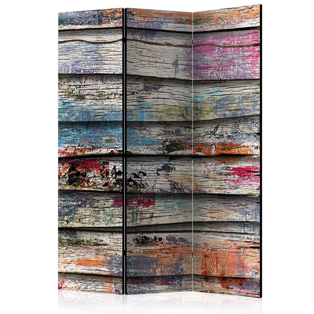 Levně Paraván Colourful Wood Dekorhome 135x172 cm (3-dílný)
