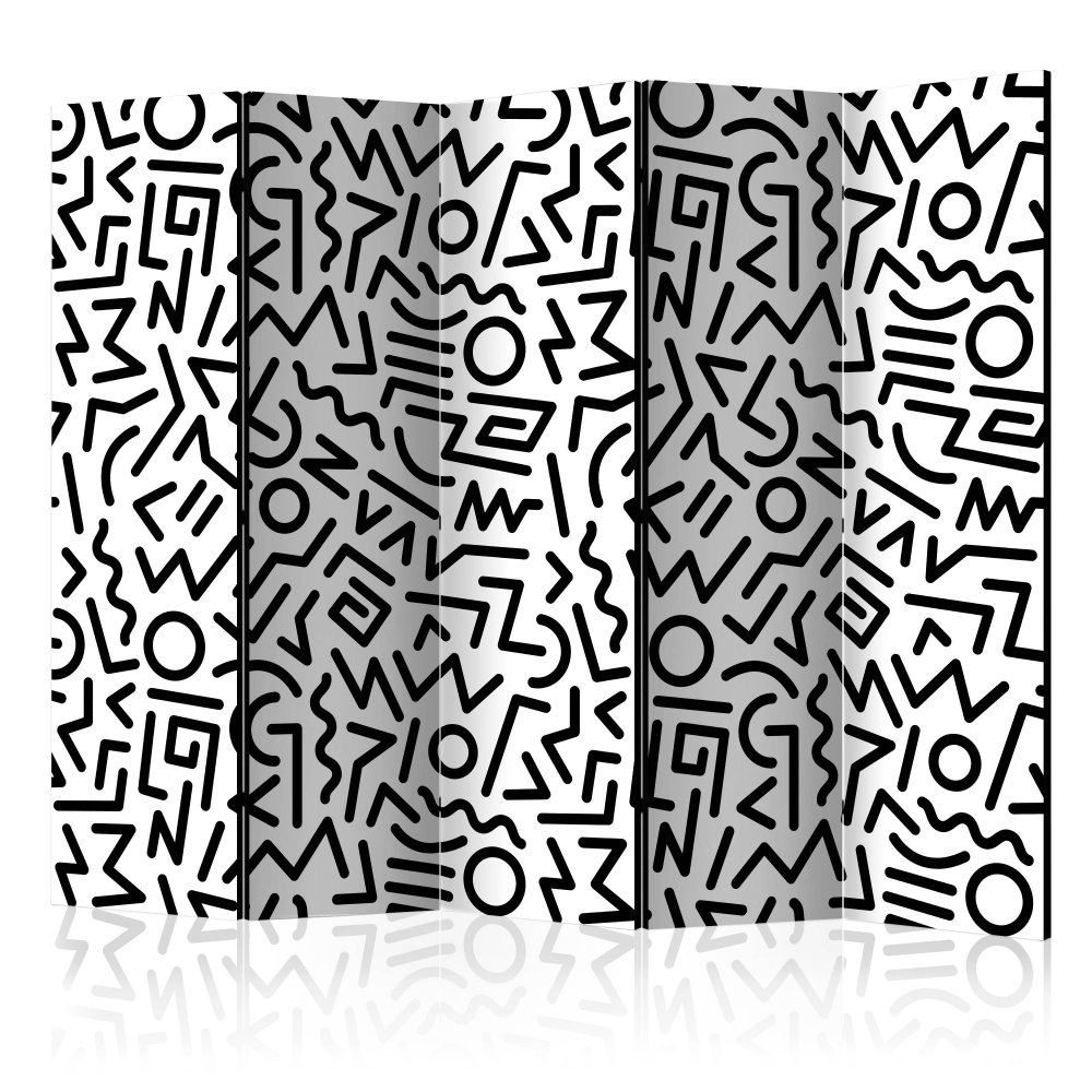 E-shop Paraván Black and White Maze Dekorhome 225x172 cm (5-dielny)