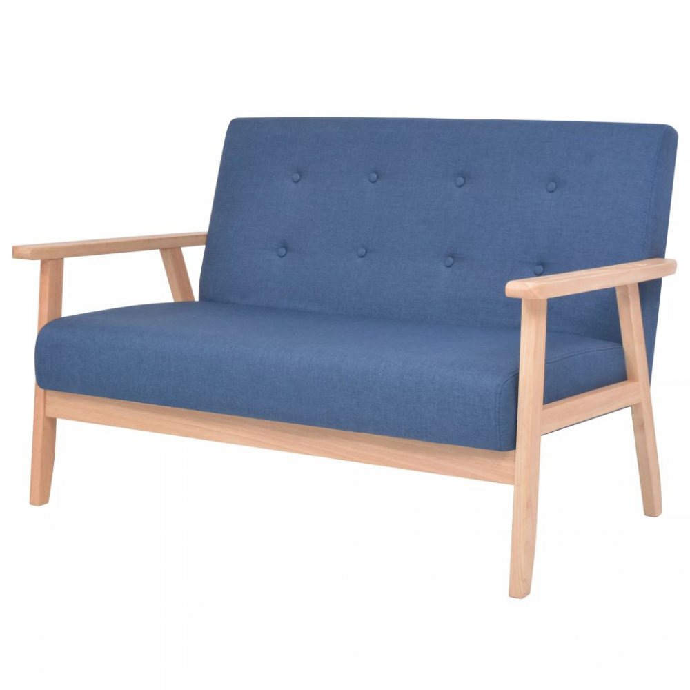 Dvoumístná sedačka textil / dřevo Dekorhome Modrá,Dvoumístná sedačka textil / dřevo Dekorhome Modrá