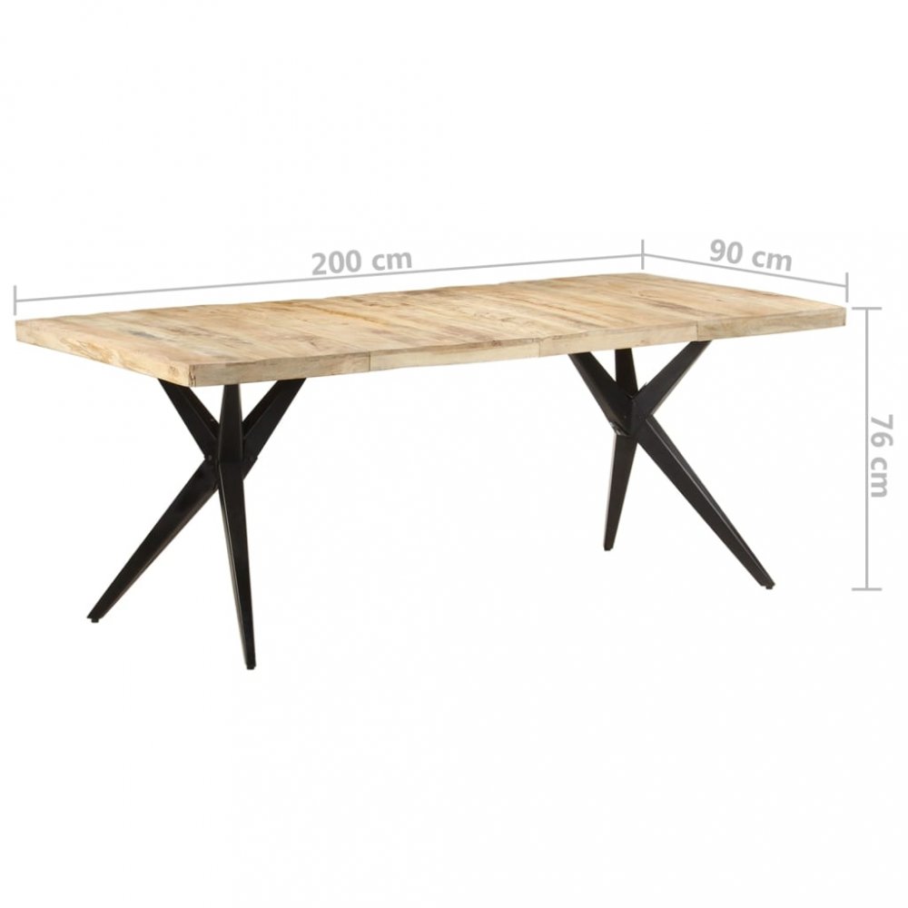 Jedálenský stôl masívne drevo / oceľ Dekorhome 200x90x76 cm