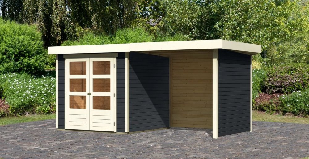 Drevený záhradný domček ASKOLA 2 s prístavkom 240 Lanitplast