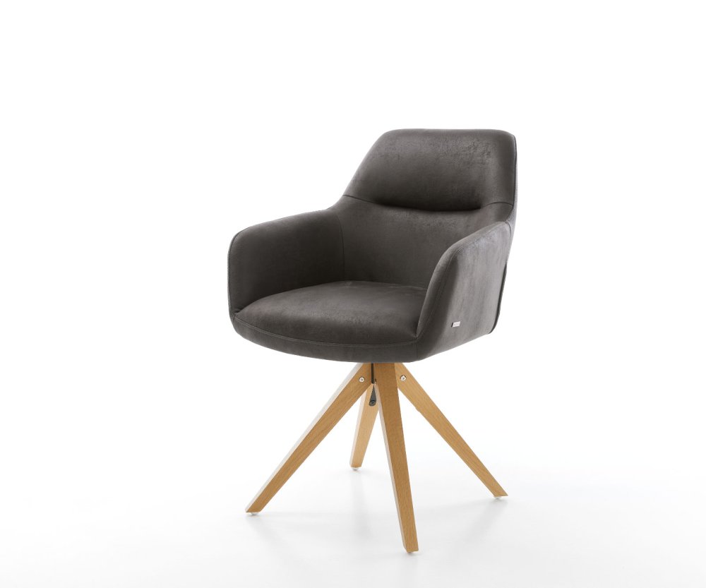 Otočná stolička Pejo-Flex antracit vintage z mikrovlákna s drevenou