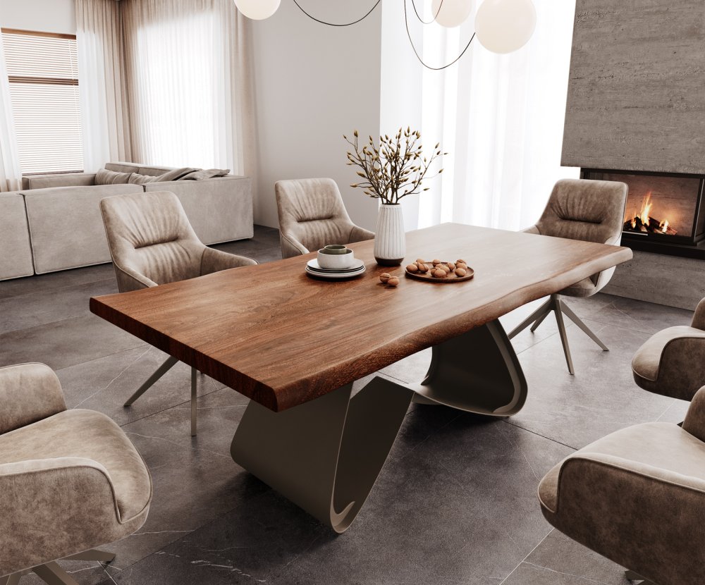 Jídelní stůl Edge 200x100 XL Akácie hnědá W-rám Povrchová