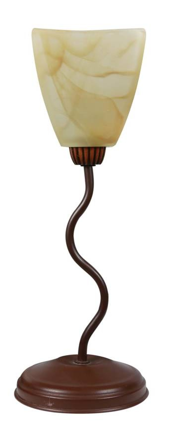 Stolní lampa hnědá noční lampa skleněné stínidlo 40W E14