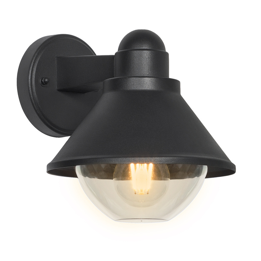 Nástenná záhradná lampa Saginia 23,5x20,5cm čierna 1x40W E27 okrúhle tienidlo IP44