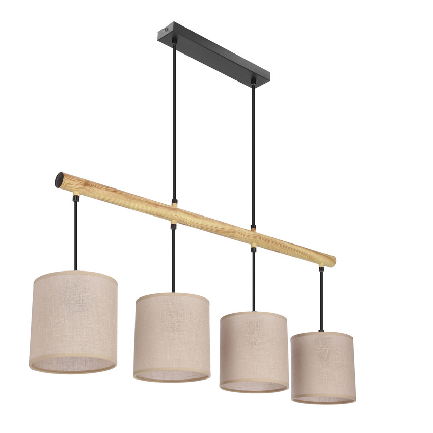 Závesná lampa Combo čierna 4x60W E27 béžové tienidlo