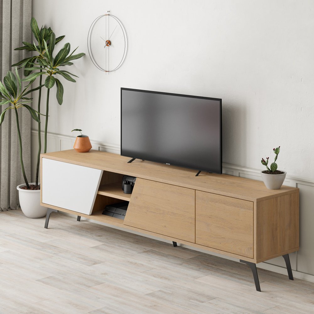 TV stolek Fiona - Oak, White (obrázek 6)