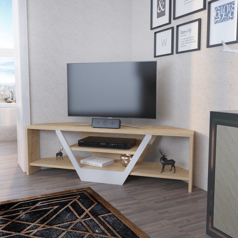 TV stolek Sares - Oak, White (obrázek 6)