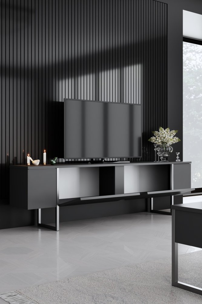 TV stěna / Sestava pod TV Luxe - Anthracite, Silver (obrázek 4)