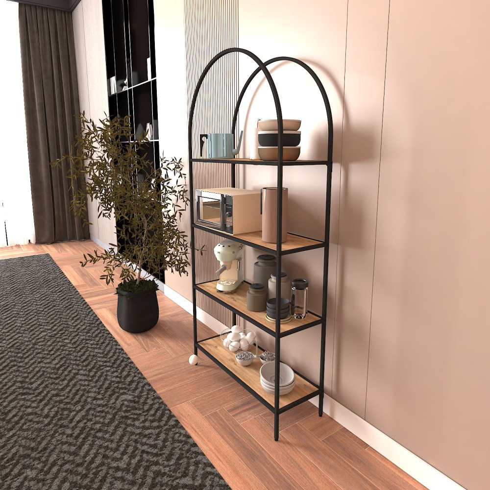 Knihovna Mona 80 - Black, Atlantic Pine (obrázek 4)