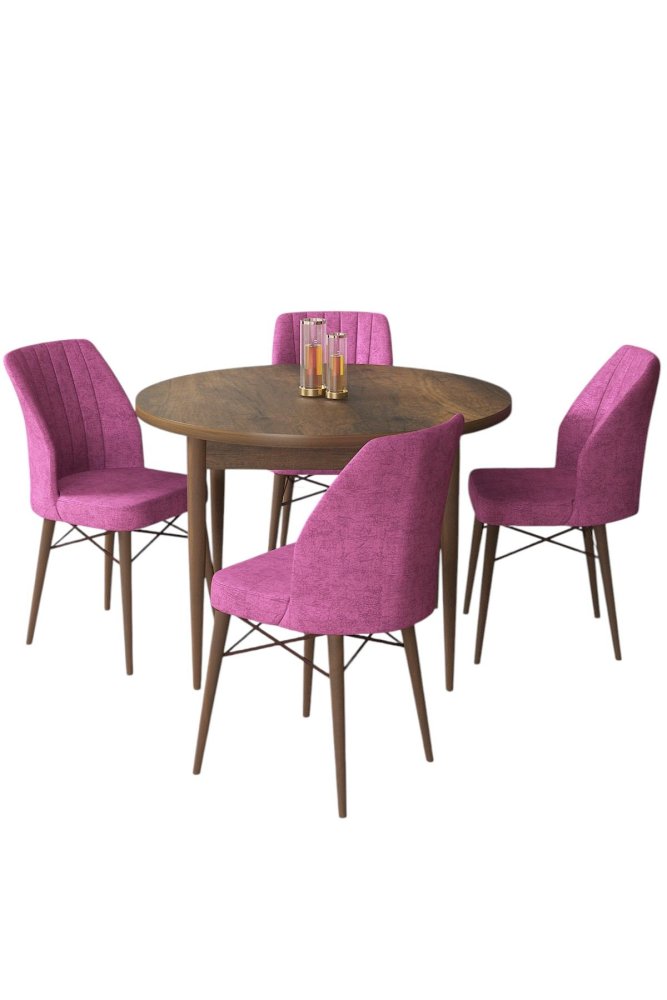 Dining Table & Chairs Set (5 Pieces) Rox - Baroque, Purple (obrázek 2)