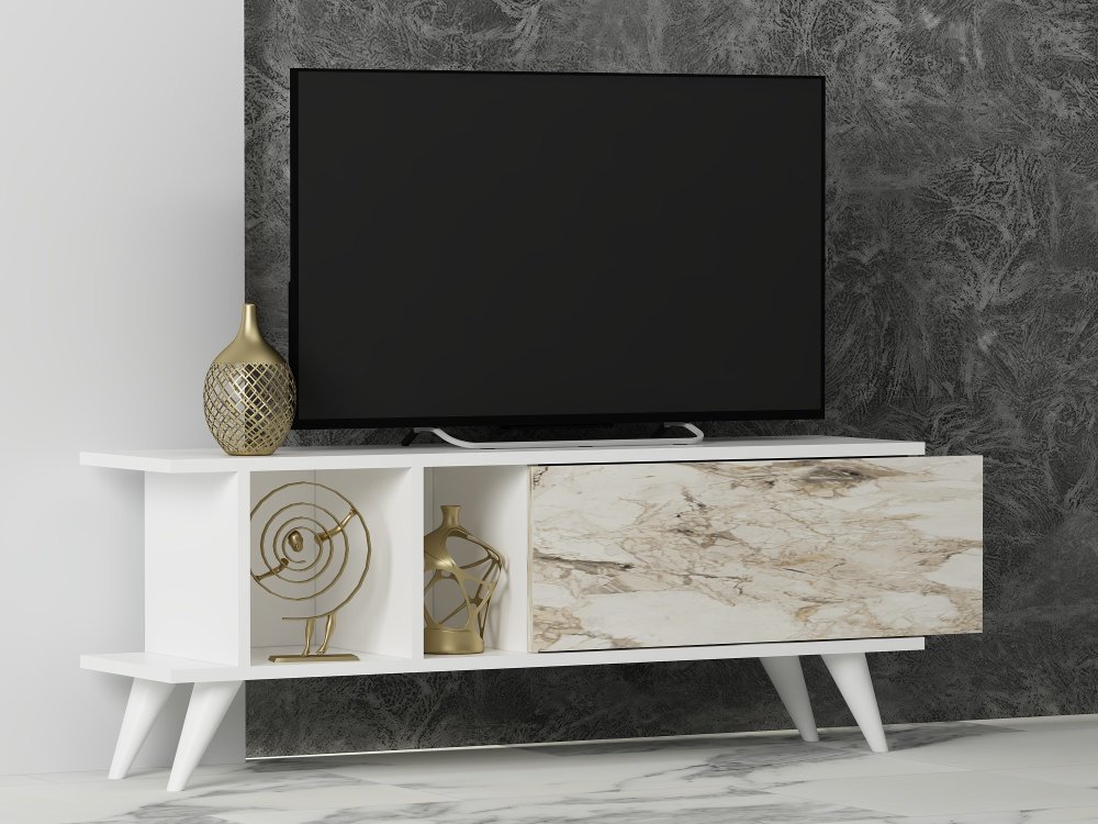 TV stolík Liberty - White, Marble