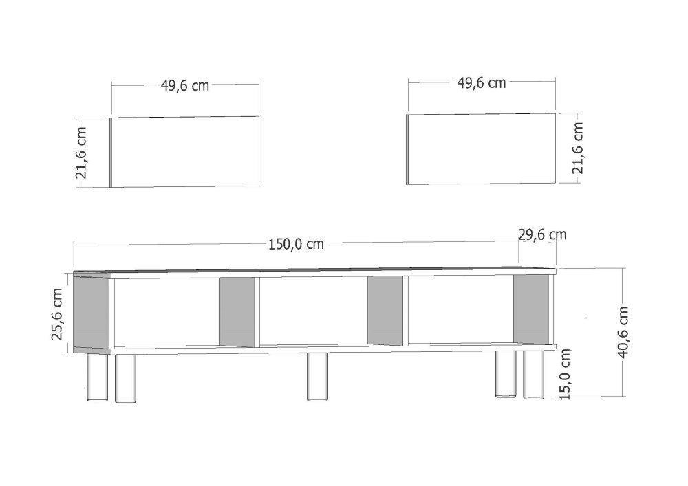 TV stolek Polen Bohem Fireplace - Anthracite (obrázek 3)