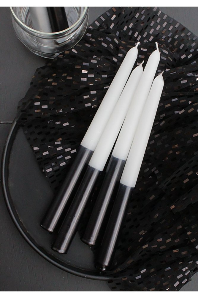 Candle Set (4 Pieces) Cizgili Sedefli 4 - Black