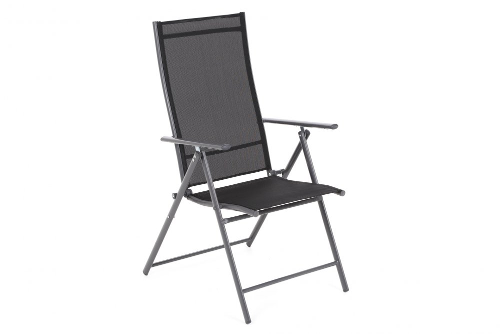 Skládací zahradní židle ocel / textilen Černá / šedá