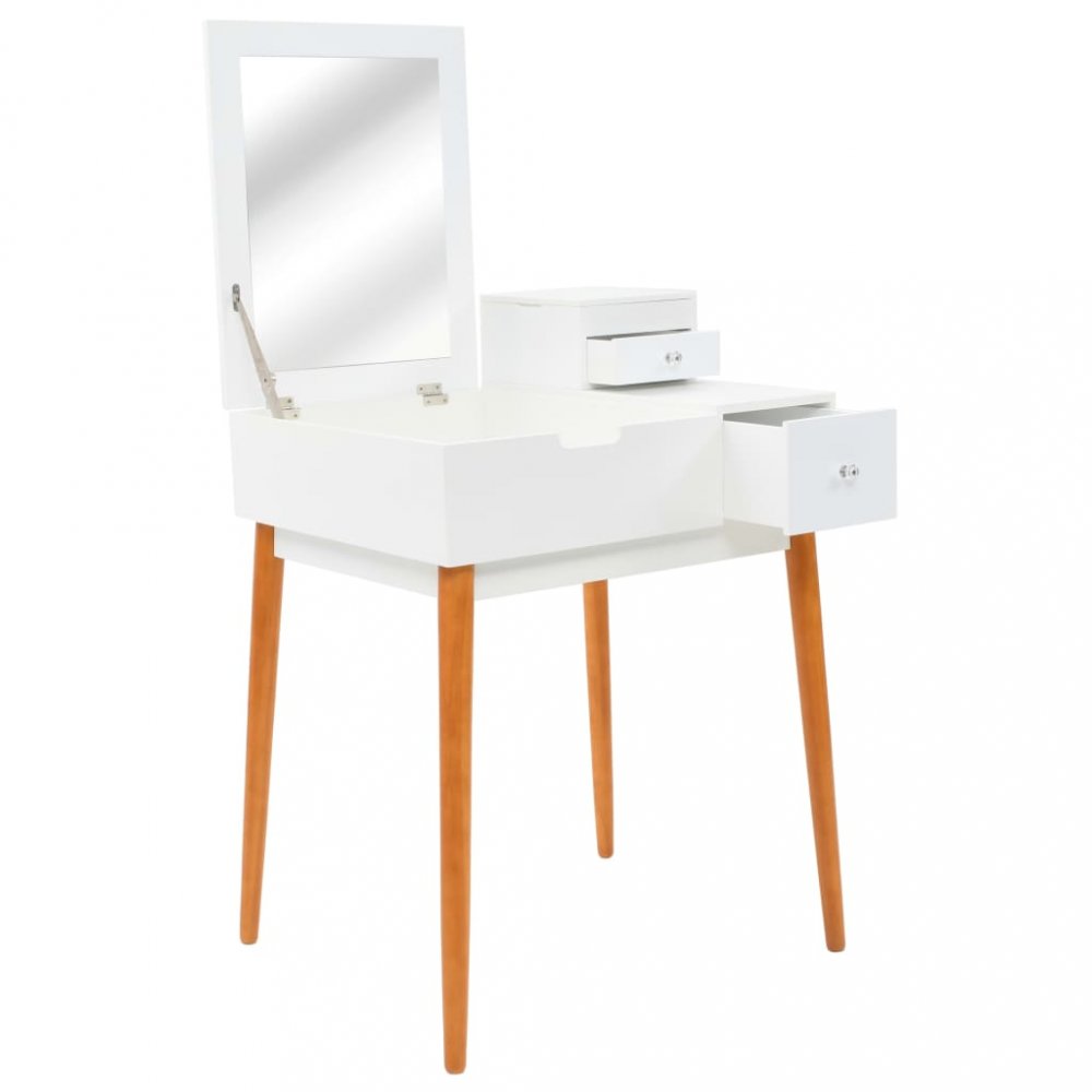 E-shop Toaletný stolík so zrkadlom biela / hnedá Dekorhome