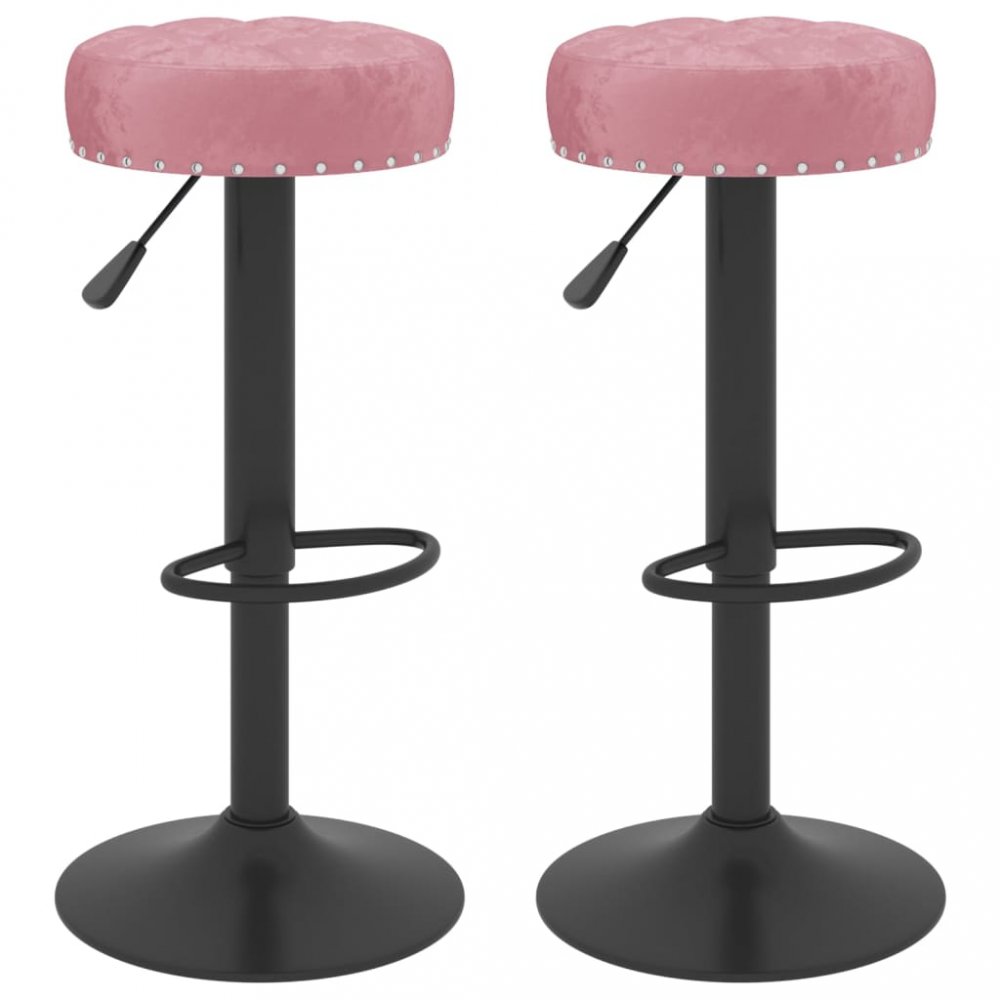 Barové stoličky 2 ks zamat / kov Dekorhome Ružová