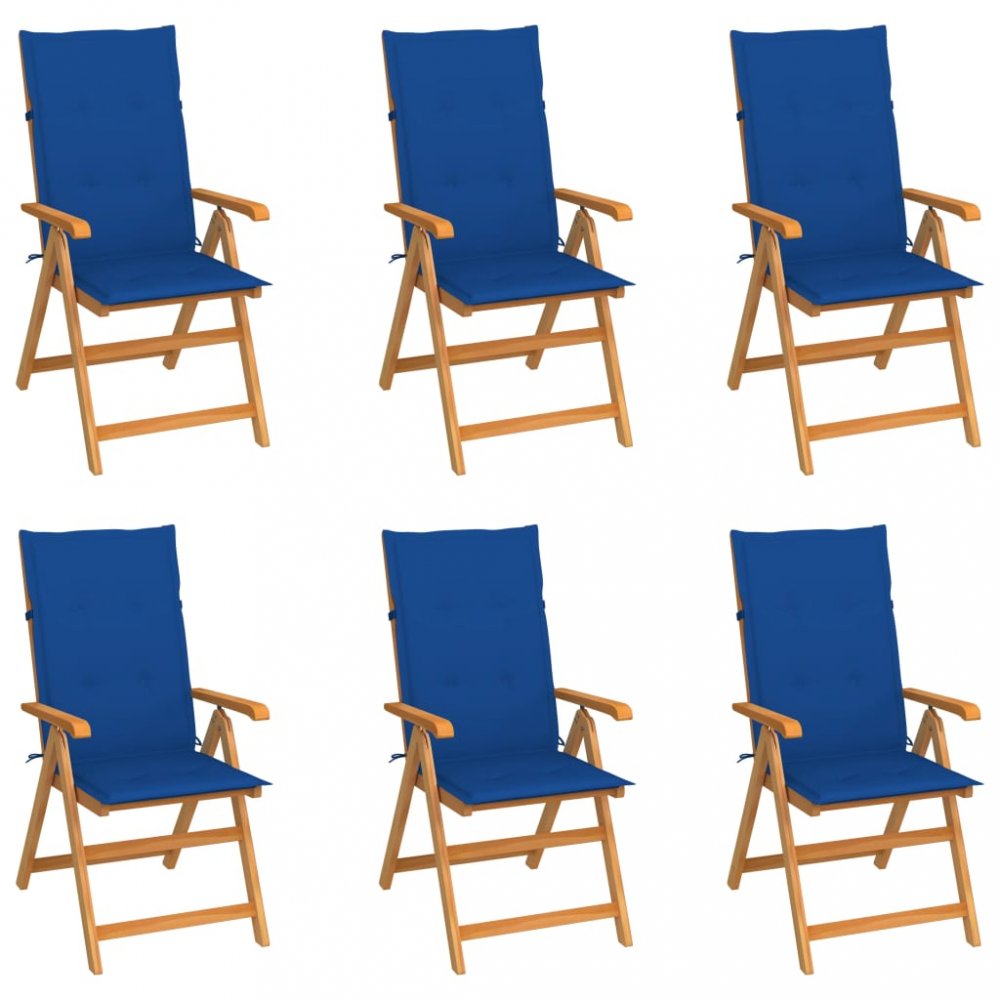 E-shop Záhradná stolička 6 ks teak / látka Dekorhome Modrá