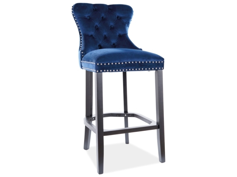 E-shop Barová židle AUGUST H-1 VELVET Modrá,Barová židle AUGUST H-1 VELVET Modrá