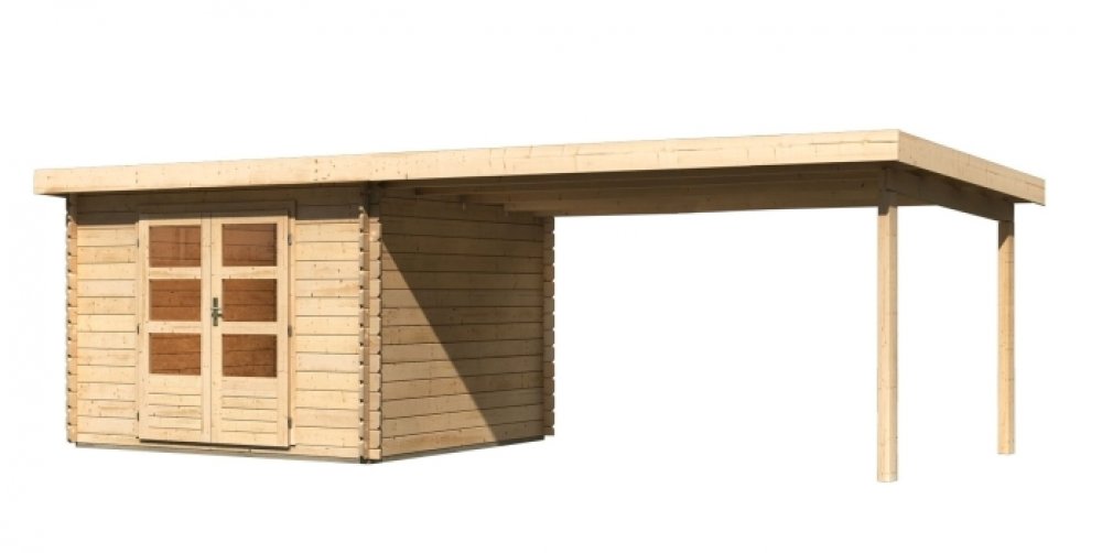 Dřevěný zahradní domek BASTRUP 5 s přístavkem Lanitplast